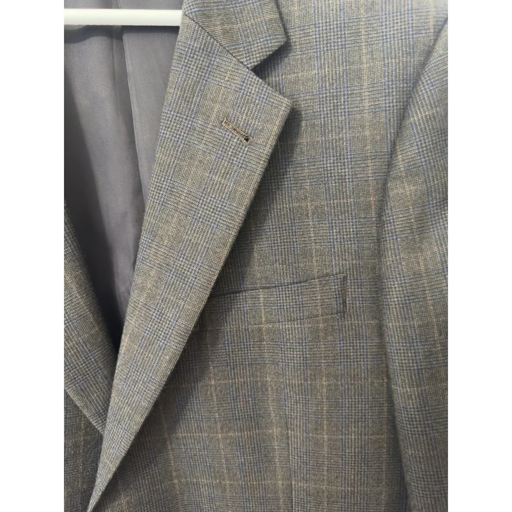 Jos A Bank Signature Collection Blazer‎ Mens 42R Brown Blue Glen Plaid 100% Wool
